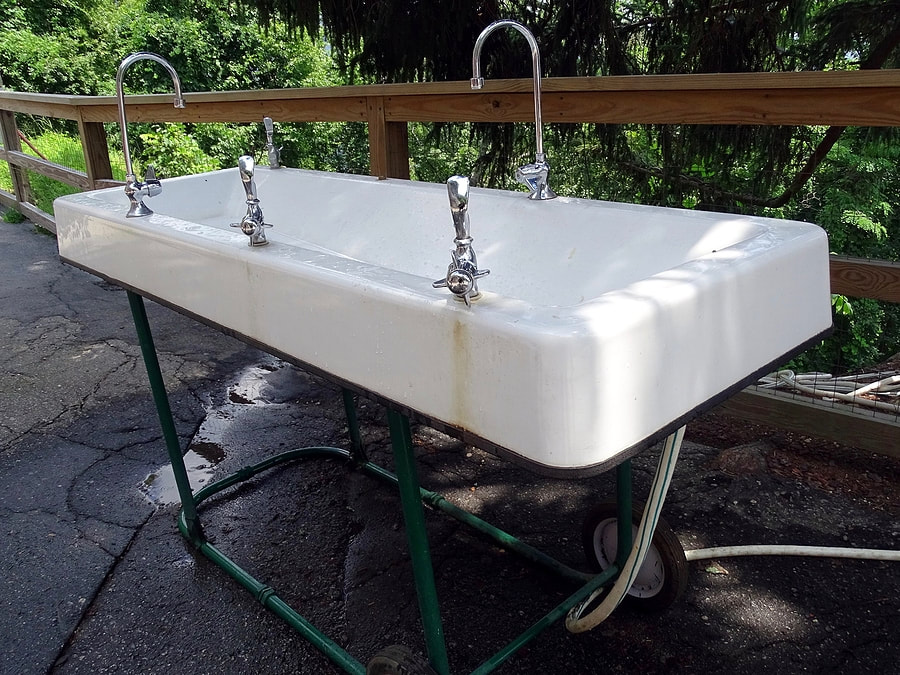 newly installed portable sinks